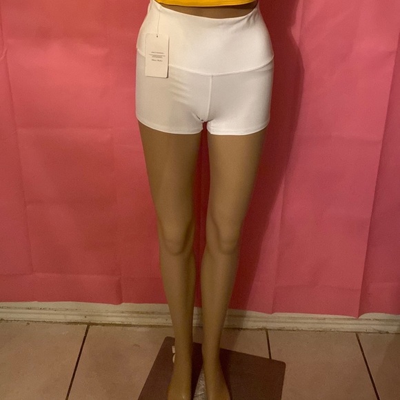 LXNMGO Women High Waist white Biker Shorts Tummy Control Workout small - Picture 2 of 4